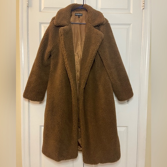 Double Button Teddy Midi Coat - Picture 6 of 8